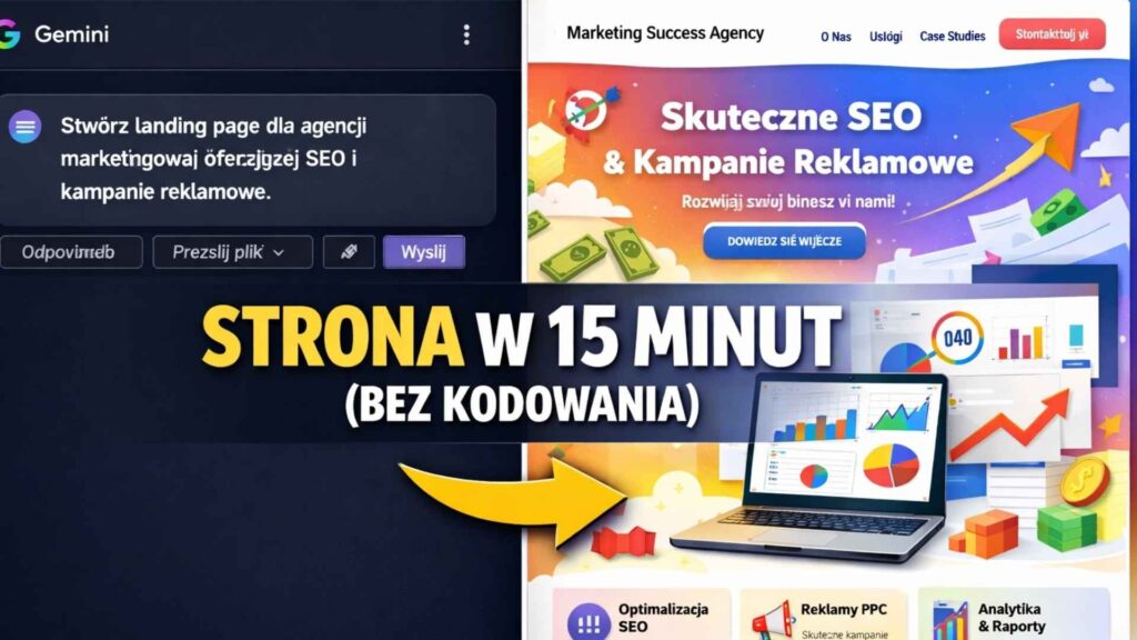 Potrzebujesz strony internetowej, a nie umiesz kodować? Sprawdziłem nowe Gemini Canvas. Zobacz, jak stworzyłem profesjonalny landing page w jednym pliku HTML w 15 minut, zupełnie za darmo.